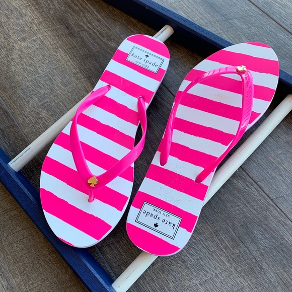NWOT Kate Spade Bright Pink Striped Sandals - Picture 5 of 8
